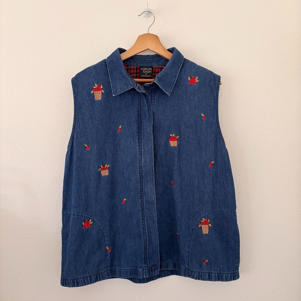 Vintage Allison Daley Apple Picking Denim Vest